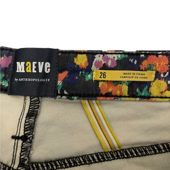 Meave By Anthropology Floral Motif Hi Waist Skinny Slit Jeans Size 26 - Picture 10 of 16